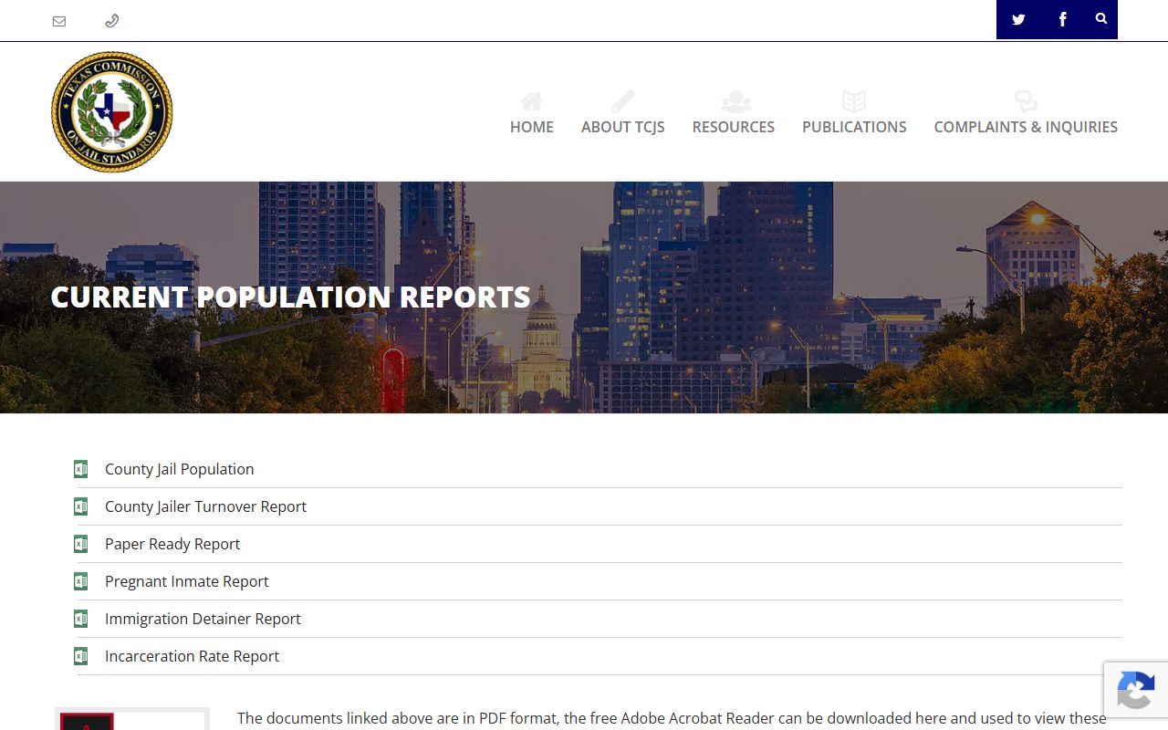 Texas TCJS population reports for Gillespie County inmate population data
